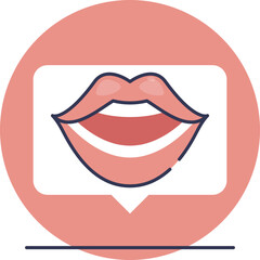 Illustration of lips inside a speech bubble, symbolizing speech accessibility and communication.
