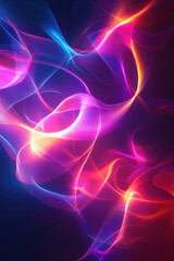 Obraz premium neon background, A striking background of neon curves presents an electrifying display of light. The leading lines direct focus through the design, while the remaining two-thirds
