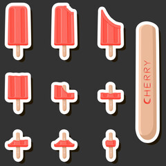 Big colorful set different forms natural dessert ice cream of consisting various ingredients