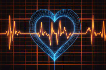 Cardiogram, pulse line with heart shape