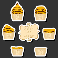 Big colorful set different forms natural dessert ice cream of consisting various ingredients