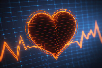 Cardiogram, pulse line with heart shape