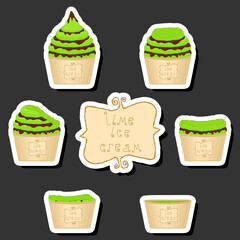 Big colorful set different forms natural dessert ice cream of consisting various ingredients