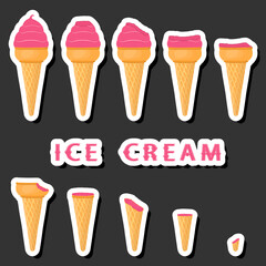 Big colorful set different forms natural dessert ice cream of consisting various ingredients