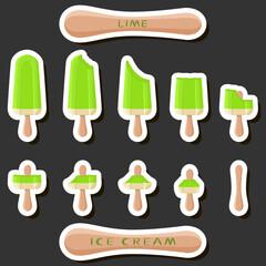 Big colorful set different forms natural dessert ice cream of consisting various ingredients