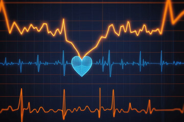 Cardiogram, pulse line with heart shape