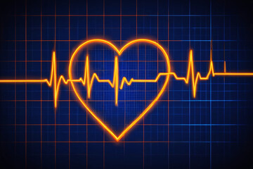 Cardiogram, pulse line with heart shape