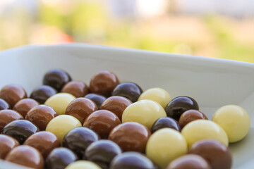 chocolate candies in a bowl