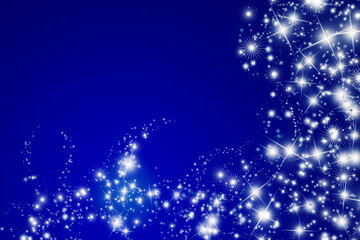 Blue abstract Christmas background with bright stars and space for your text, decorative illustration