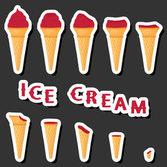 Big colorful set different forms natural dessert ice cream of consisting various ingredients