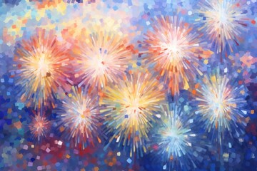 Naklejka premium Colorful firework pattern painting backgrounds fireworks.