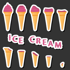 Big colorful set different forms natural dessert ice cream of consisting various ingredients