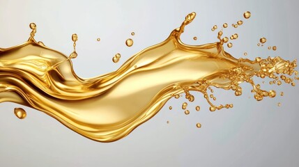 A dynamic splash of golden liquid flows gracefully against a soft background.