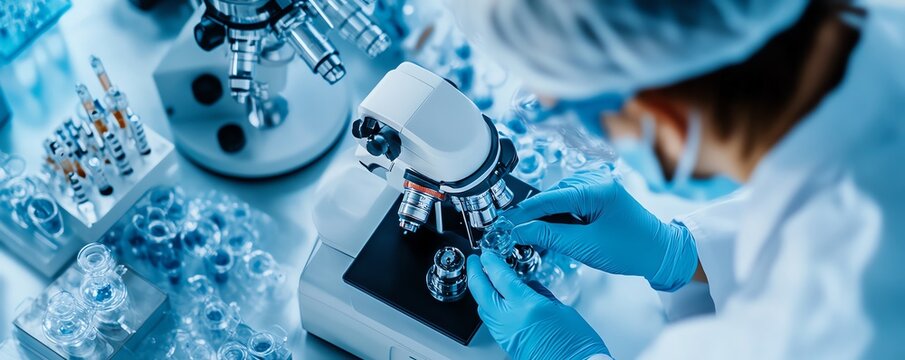 Aerial view of a laboratory filled with stateoftheart equipment and bioresearch tools, biotech lab setup, innovative research space
