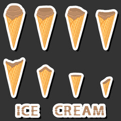 Big colorful set different forms natural dessert ice cream of consisting various ingredients