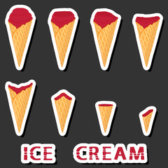 Big colorful set different forms natural dessert ice cream of consisting various ingredients
