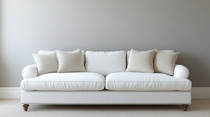 Fototapeta premium Elegant White Sofa with Pillows