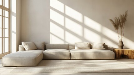 Fototapeta premium Minimalist Living Room Interior with Natural Light