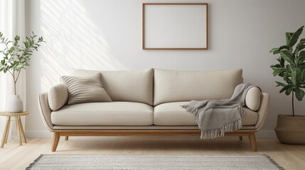 Fototapeta premium Minimalist Living Room with Neutral Tones