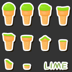 Big colorful set different forms natural dessert ice cream of consisting various ingredients