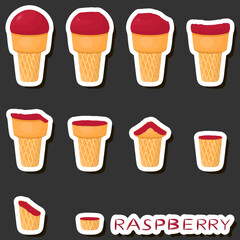 Big colorful set different forms natural dessert ice cream of consisting various ingredients