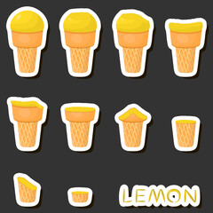 Big colorful set different forms natural dessert ice cream of consisting various ingredients