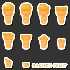 Big colorful set different forms natural dessert ice cream of consisting various ingredients