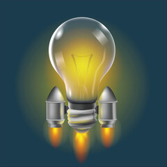 Rocket Light Bulb Launching Concept Vector