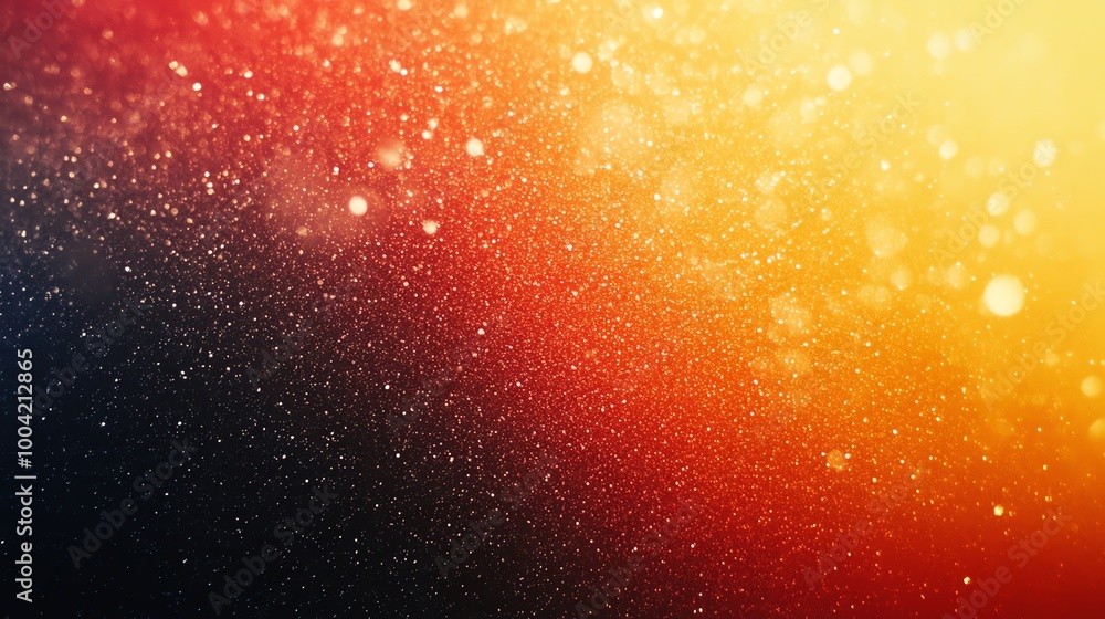 Poster abstract golden and red background with sparkling bokeh.