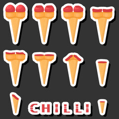 Big colorful set different forms natural dessert ice cream of consisting various ingredients