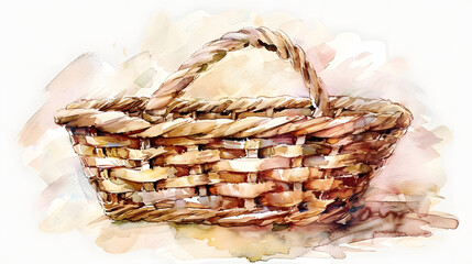 Obraz premium Decorative Basket furniture Background watercolor