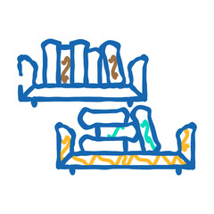 bookshelf furniture doodle icon sketch vector. bookshelf furniture sign. isolated symbol illustration
