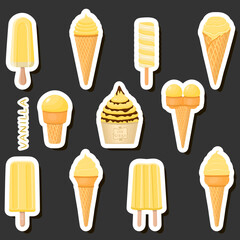 Big colorful set different types natural dessert ice cream of consisting various ingredients