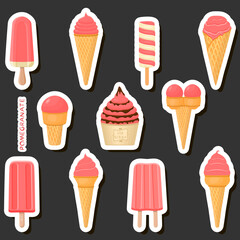 Big colorful set different types natural dessert ice cream of consisting various ingredients