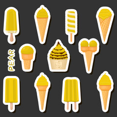 Big colorful set different types natural dessert ice cream of consisting various ingredients