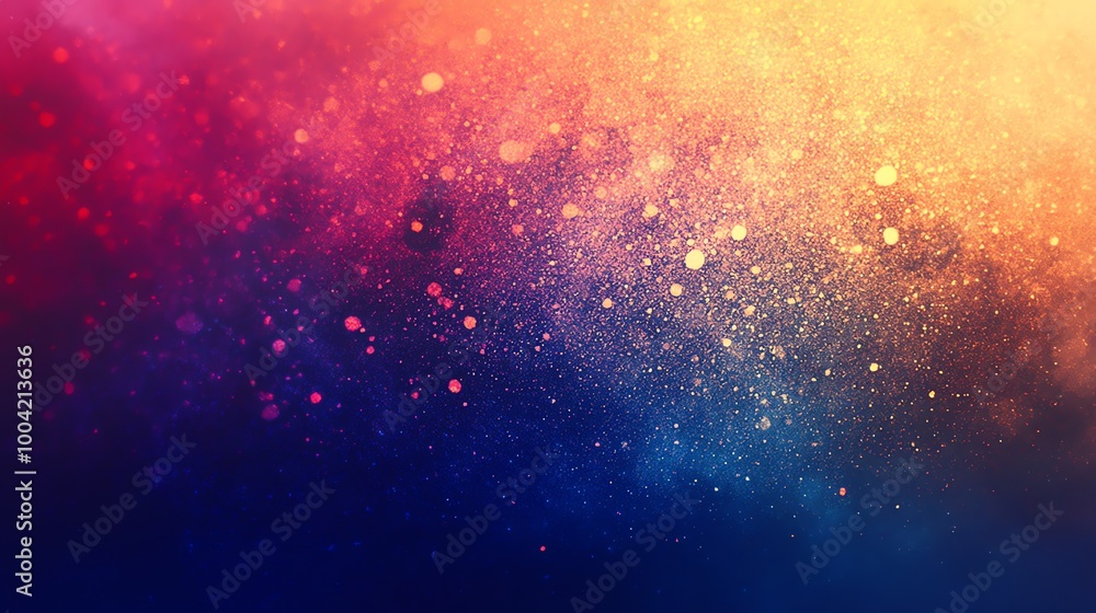 Poster abstract colorful background with glowing particles.