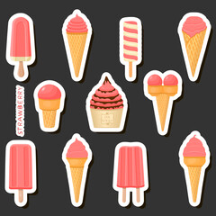 Big colorful set different types natural dessert ice cream of consisting various ingredients