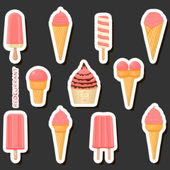 Big colorful set different types natural dessert ice cream of consisting various ingredients