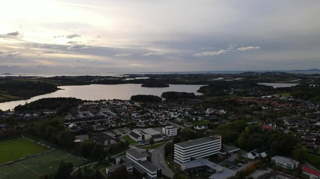 Aerial Drone Shot of Lassa Stokka Apartments and Surrounding Soccer Fields
