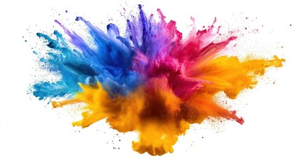 A vibrant explosion of color featuring splashes of blue, pink, and orange in an artistic display.