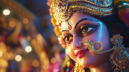 Fototapeta premium An intricately detailed statue of an Indian god, showcasing rich cultural heritage and spiritual significance.