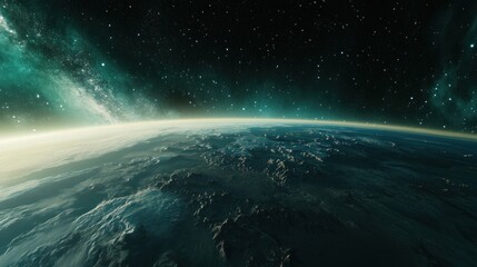 Fototapeta premium A breathtaking view of Earth from space, showcasing its intricate terrain and the vastness of the cosmos.