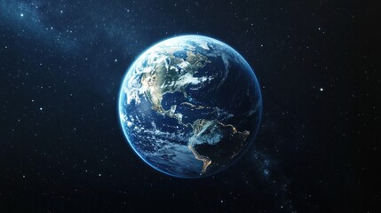 Obraz premium A stunning view of Earth from space, showcasing the vibrant blues and greens of the continents and oceans.