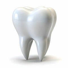A Single Shiny White Tooth Isolated on White background