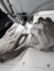 Workplace behind a sewing machine