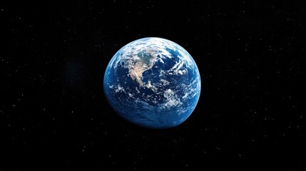 Fototapeta premium Stunning view of Earth from space, showcasing its vibrant blue oceans and swirling clouds against a backdrop of stars.
