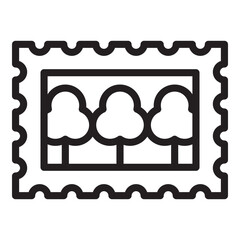 Trees Line Postage Icon Outline Style. Simple Potscard Symbol Vector Illustration — Pixel-perfect Icon.