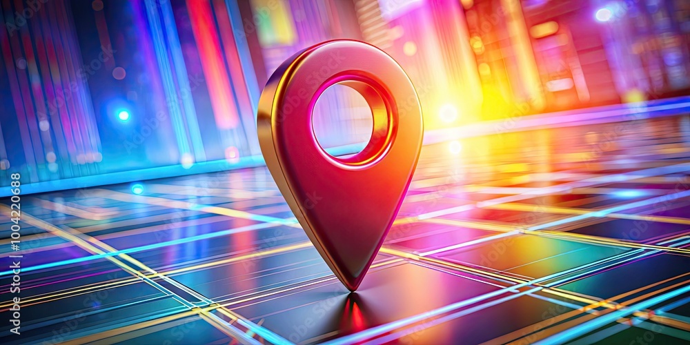 Poster 3d icon representing location with pin symbol on abstract background for navigation and mapping use