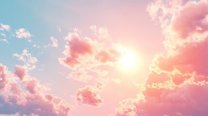 A vibrant sunset sky filled with soft pink and blue hues, creating a tranquil and dreamy atmosphere.
