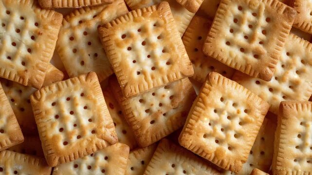 Close up of Biscuit and Cracker background, top view. Photorealistic high resolution macro photography for advertising or food design.